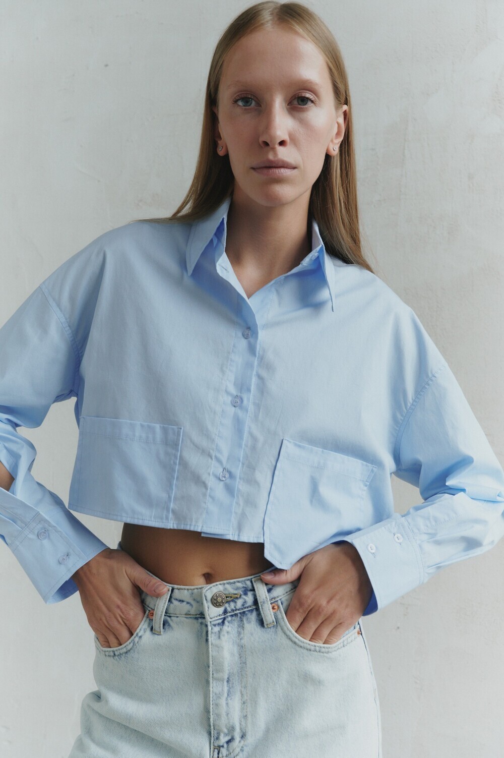 Short blue shirt